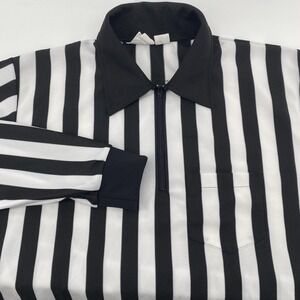 VTG Honig's Shirt Mens XL Black White Referee Striped 1/4 Zip Football Jersey